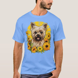 Cairn Terrier Sunflower Flower Garden Colourful Pu T-Shirt