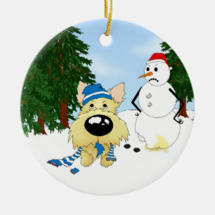 Cairn Terrier Winter Scene Ceramic Tree Decoration