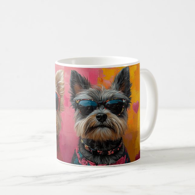 Cairn Terrier With Heart Roses Valentine's Day Coffee Mug (Front Right)
