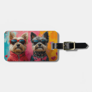 Cairn Terrier With Heart Roses Valentine's Day Luggage Tag
