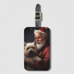 Cairn Terrier With Santa Claus Festive Christmas Luggage Tag