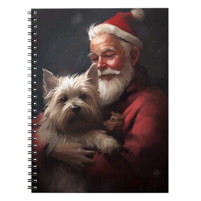 Cairn Terrier With Santa Claus Festive Christmas Notebook (Front)