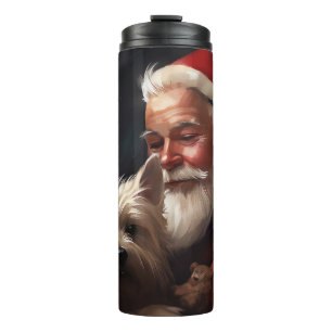 Cairn Terrier With Santa Claus Festive Christmas Thermal Tumbler