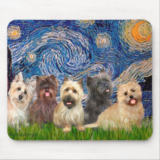 Cairn Terriers (Five) - Starry Night Mouse Mat