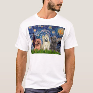 Cairn Terriers (three) - Starry Night T-Shirt