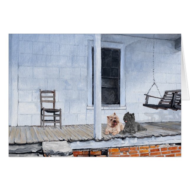 Cairn Terriers Wait Outside of Shop (Front Horizontal)