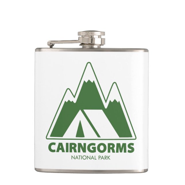 Cairngorms National Park Mountains Camping Hip Flask (Front)