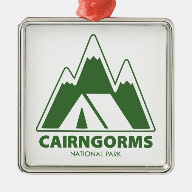 Cairngorms National Park Mountains Camping Metal Tree Decoration (Front)