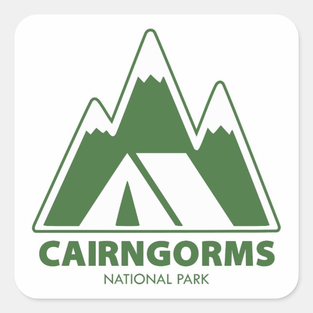 Cairngorms National Park Mountains Camping Square Sticker (Front)
