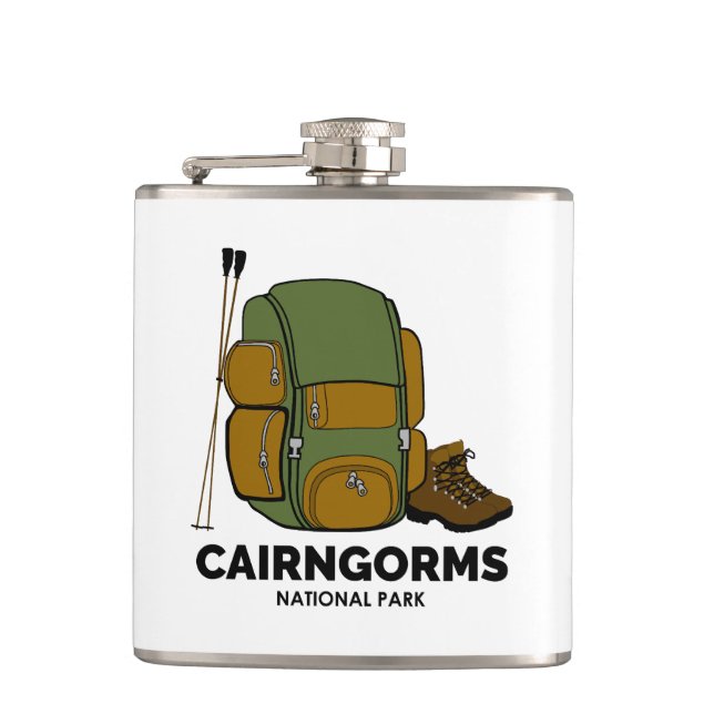 Cairngorms National Park Scotland Backpack Hip Flask (Front)