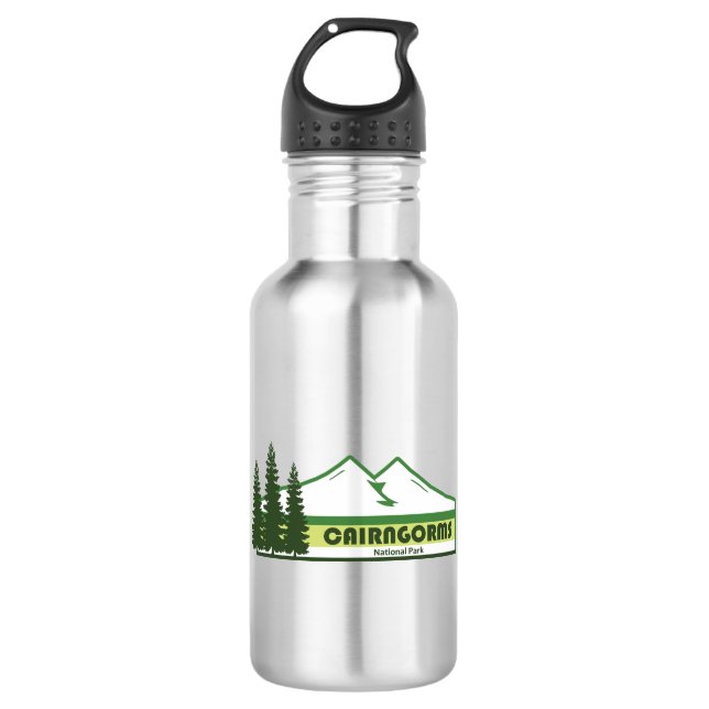 Cairngorms National Park Scotland Green Stripes 532 Ml Water Bottle (Front)