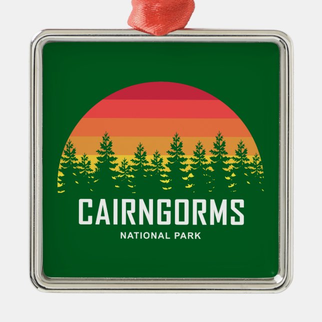 Cairngorms National Park Scotland Metal Tree Decoration (Front)