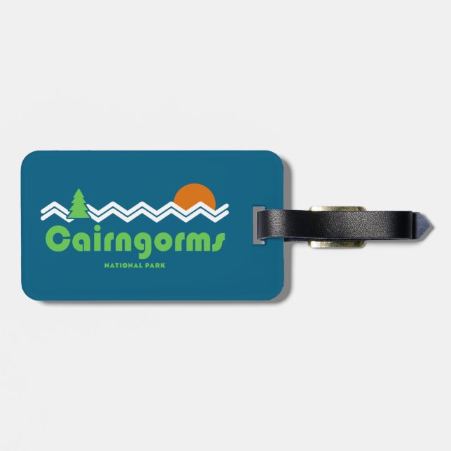 Cairngorms National Park Scotland Retro Luggage Tag (Back Horizontal)