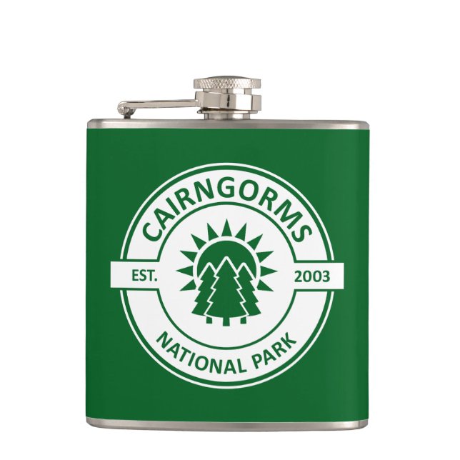 Cairngorms National Park Scotland Sun Trees Hip Flask (Front)