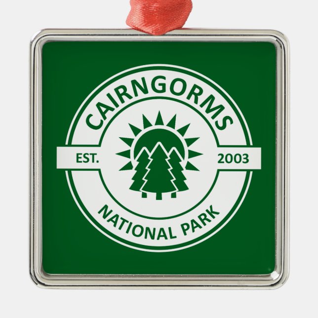 Cairngorms National Park Scotland Sun Trees Metal Tree Decoration (Front)