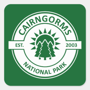 Cairngorms National Park Scotland Sun Trees Square Sticker