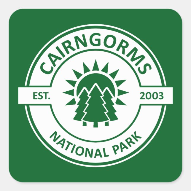 Cairngorms National Park Scotland Sun Trees Square Sticker (Front)