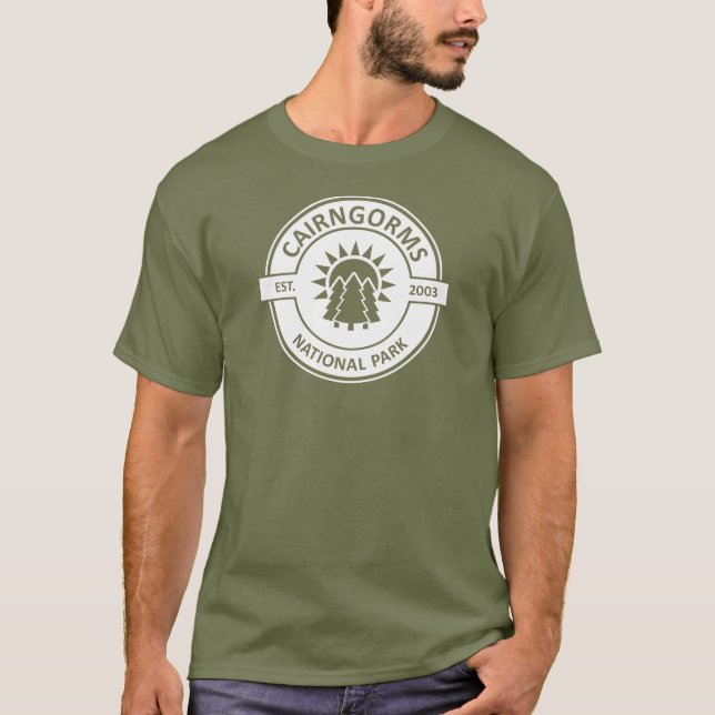 Cairngorms National Park Scotland Sun Trees T-Shirt (Front)