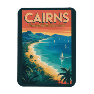Cairns Australia Illustration Travel Art Vintage Magnet