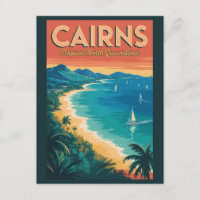 Cairns Australia Illustration Travel Art Vintage
