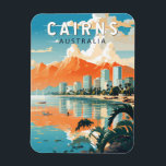 Cairns Australia Travel Art Vintage Magnet<br><div class="desc">Cairns retro vector travel design. Cairns is a city in Queensland,  Australia,  on the tropical northeast coast of Far North Queensland. It was founded in 1876 and is considered the gateway to Australia's Great Barrier Reef and the Wet Tropics Rainforest.</div>