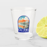 Cairns Australia Travel Art Vintage Shot Glass<br><div class="desc">Cairns retro vector travel design. Cairns is a city in Queensland,  Australia,  on the tropical northeast coast of Far North Queensland. It was founded in 1876 and is considered the gateway to Australia's Great Barrier Reef and the Wet Tropics Rainforest.</div>