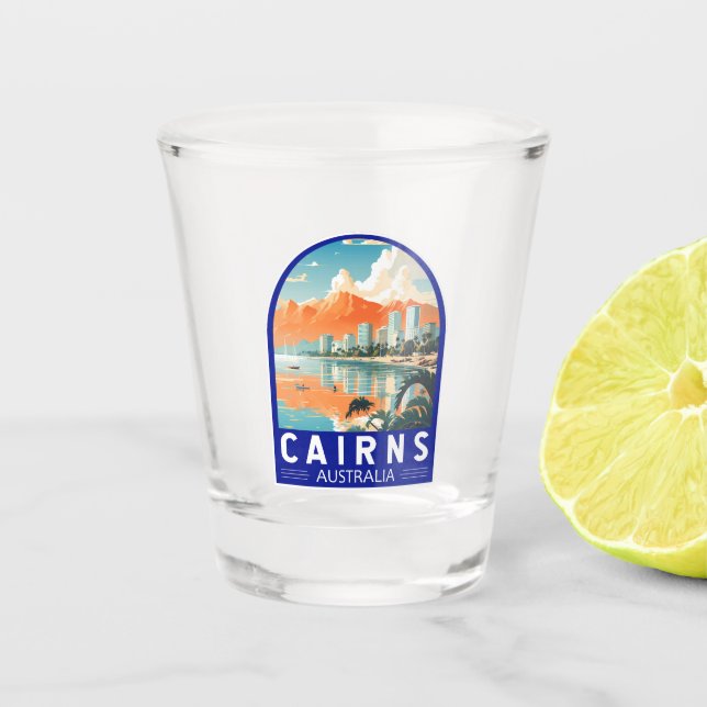 Cairns Australia Travel Art Vintage Shot Glass (Front)