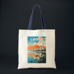 Cairns Australia Travel Art Vintage Tote Bag<br><div class="desc">Cairns retro vector travel design. Cairns is a city in Queensland,  Australia,  on the tropical northeast coast of Far North Queensland. It was founded in 1876 and is considered the gateway to Australia's Great Barrier Reef and the Wet Tropics Rainforest.</div>