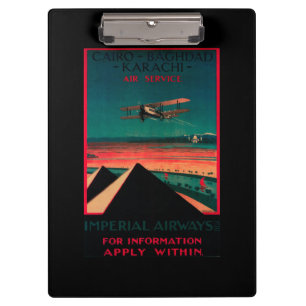 Cairo - Bagdad - Karachi Air Vintage Poster Clipboard