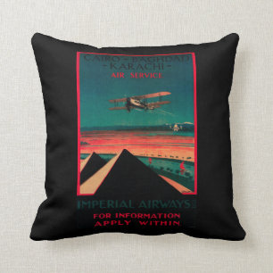 Cairo - Bagdad - Karachi Air Vintage Poster Cushion
