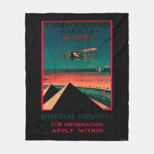Cairo - Bagdad - Karachi Air Vintage Poster Fleece Blanket
