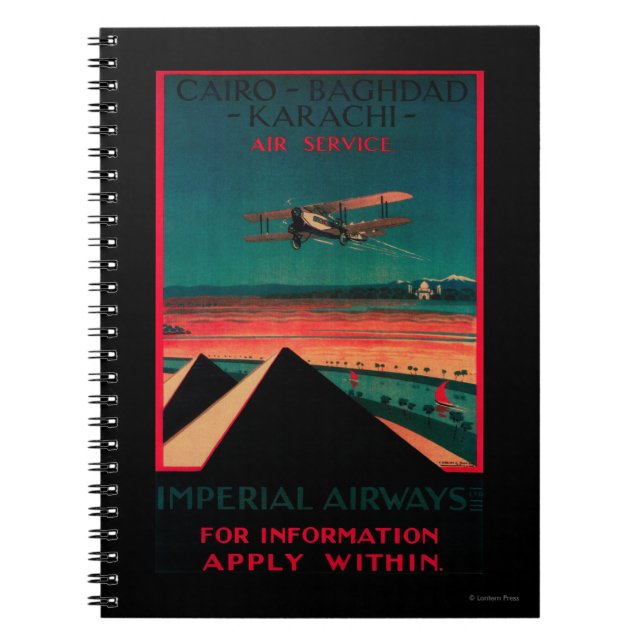 Cairo - Bagdad - Karachi Air Vintage Poster Notebook (Front)