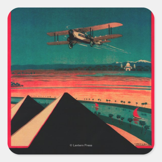 Cairo - Bagdad - Karachi Air Vintage Poster Square Sticker (Front)