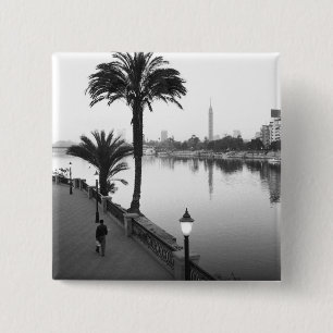 Cairo Egypt, Along the Nile River 15 Cm Square Badge
