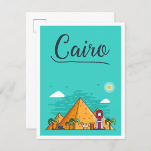Cairo Egypt Art Travel Illustration Postcard