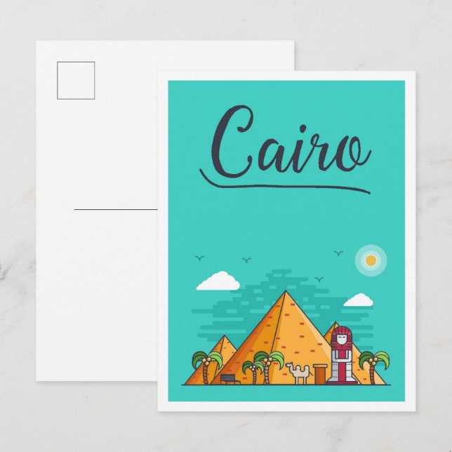 Cairo Egypt Art Travel Illustration Postcard (Front/Back)