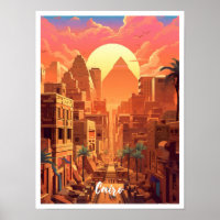 Cairo Egypt Art Vintage Travel Illustration
