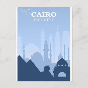 Cairo Egypt Blue Vintage Travel Poster Postcard
