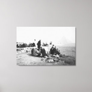 Cairo Egypt, Camel Jockeys Giza Pyramids (NR) 2 Canvas Print