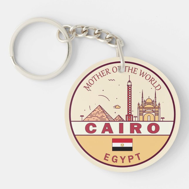 Cairo Egypt City Skyline Emblem Key Ring (Front)