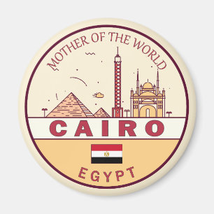 Cairo Egypt City Skyline Emblem Magnet