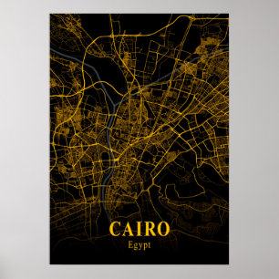 Cairo - Egypt Gold City Map Poster