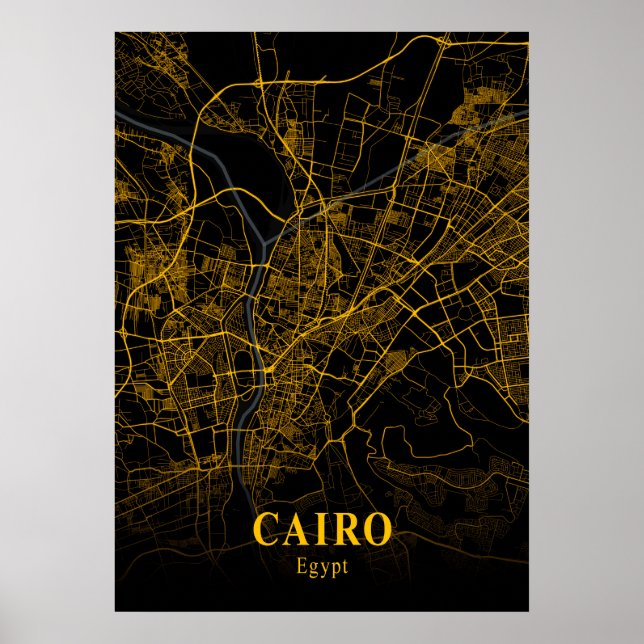 Cairo - Egypt Gold City Map Poster (Front)