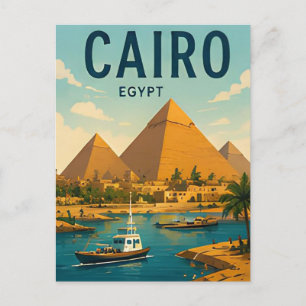 Cairo Egypt Pyramids Nile River Ancient City Postcard