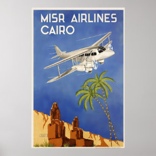 Cairo Egypt Pyramids World Vintage Travel Poster
