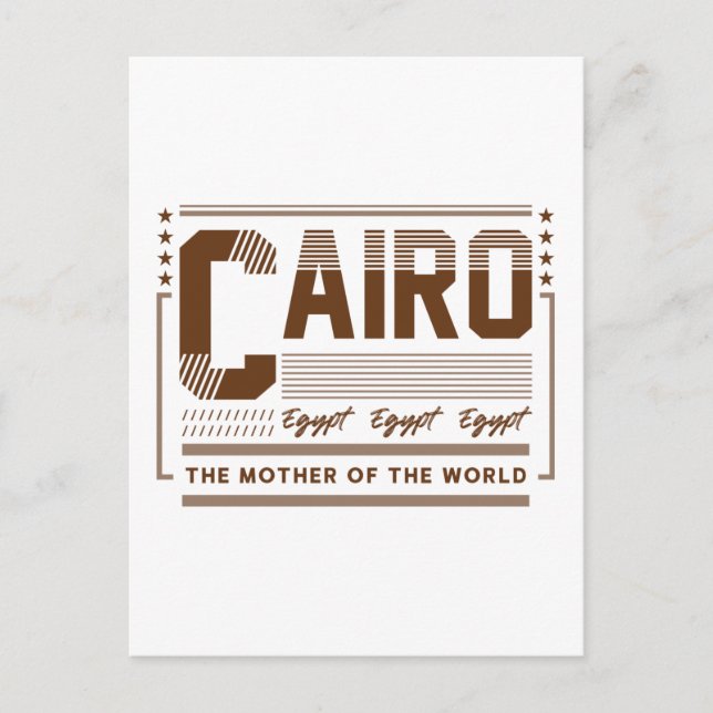 Cairo Egypt Typography Graphic | Modern Design Postcard (Front)