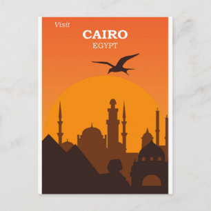 Cairo Egypt Vintage City Skyline Travel Postcard