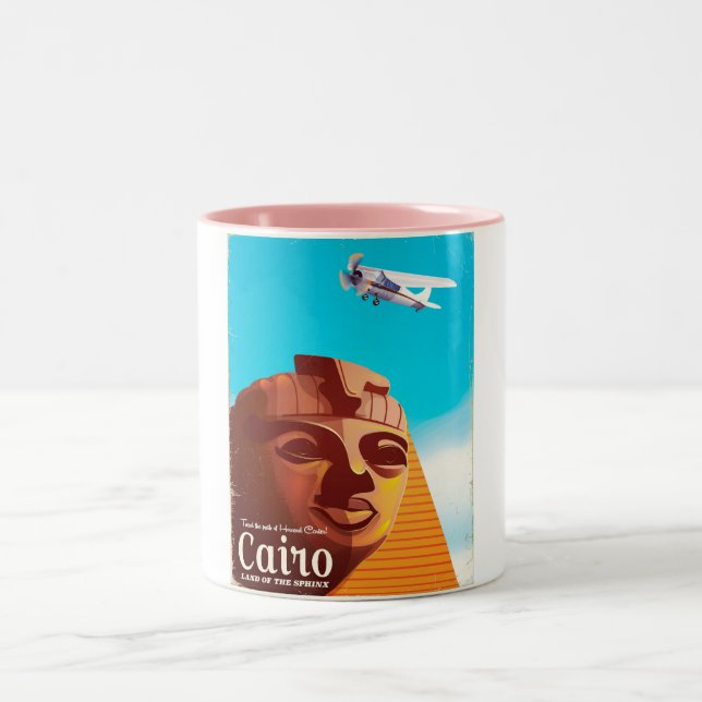 Cairo Egypt Vintage style travel poster Two-Tone Coffee Mug (Center)
