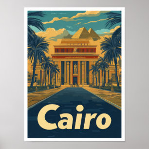 Cairo Egypt Vintage Travel Illustration Poster