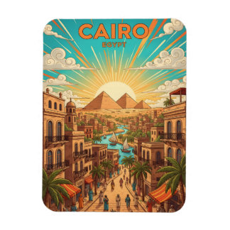 Cairo Egypt Vintage Travel Postcard with Pyramids Magnet